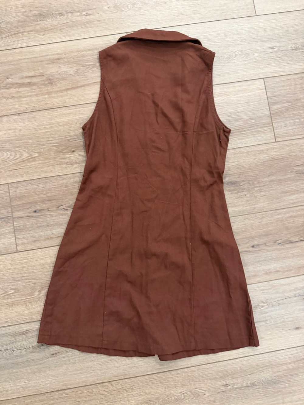Monteau Sleeveless Button-Front Chestnut Brown Dress - Picture 2 of 3